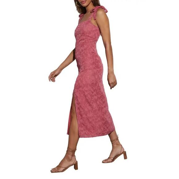 Vici Lisbeth Mauve Pink Tie Strap Slit Midi Dress Size Large - Picture 2 of 11
